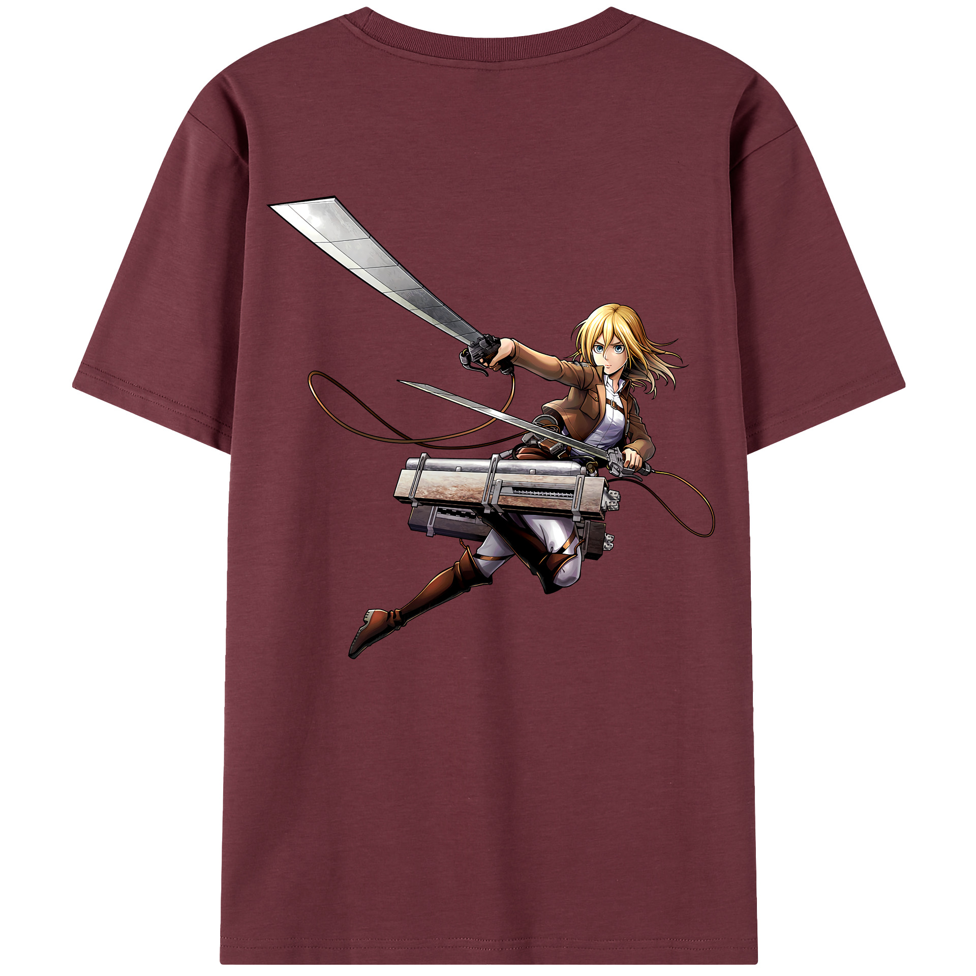 （画像用） 進撃の巨人 クリスタ·レンズ Attack on Titan Christa Lenz 綿100％半袖Tシャツ（背面プリント）
